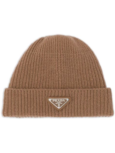 prada ribbed logo beanie|Prada hat farfetch.